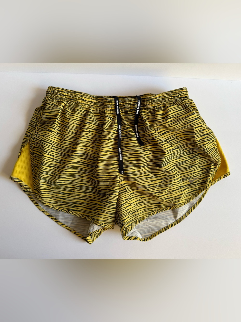 Nike Yellow and Black Striped Women’s Athletic Shorts